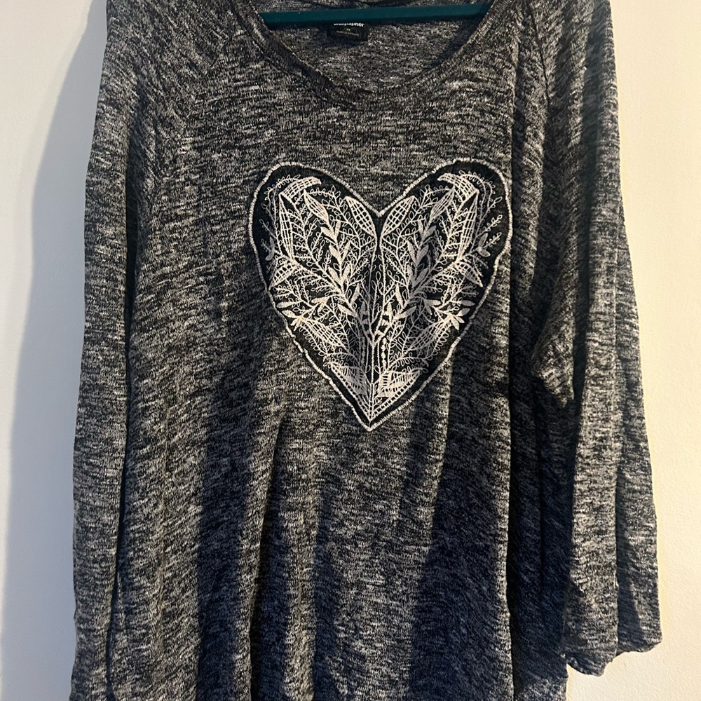 Grey embroidered Knit Top